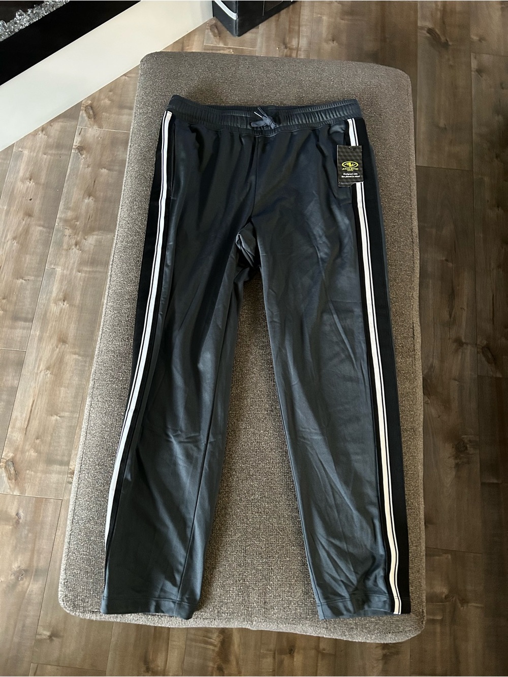 Athletic Works Black Joggers with White Double Side Stripes